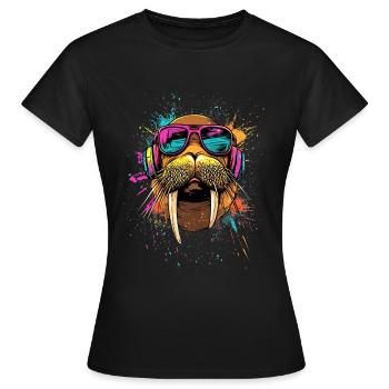 Walrus, tusks, seal, wild Pacific walruses - Women's T-Shirt - black - Front - AI Model Female 172 dark (172cm)