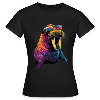 Walrus, tusks, seal, wild Pacific walruses - Women's T-Shirt - black - Front - AI Model Female 172 dark (172cm)