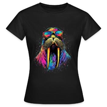 Walrus, tusks, seal, wild Pacific walruses - Women's T-Shirt - black - Front - AI Model Female 172 dark (172cm)