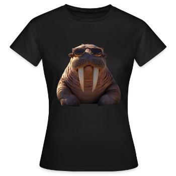 Walrus, tusks, seal, wild Pacific walruses - Women's T-Shirt - black - Front - AI Model Female 172 dark (172cm)