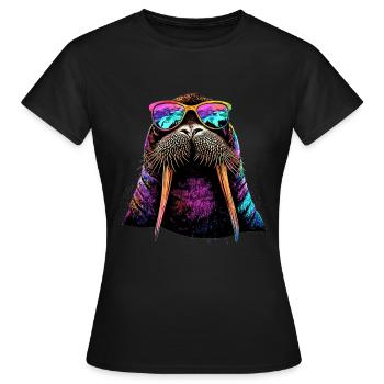 Walrus, tusks, seal, wild Pacific walruses - Women's T-Shirt - black - Front - AI Model Female 172 dark (172cm)