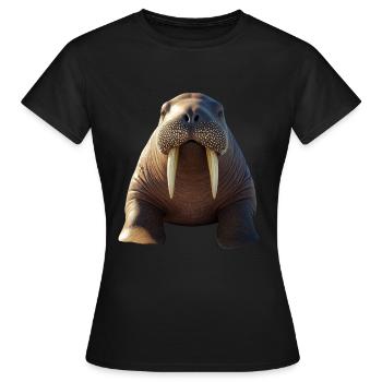 Walrus, tusks, seal, wild Pacific walruses - Women's T-Shirt - black - Front - AI Model Female 172 dark (172cm)