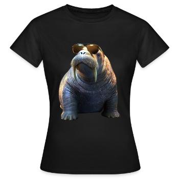 Walrus, tusks, seal, wild Pacific walruses - Women's T-Shirt - black - Front - AI Model Female 172 dark (172cm)