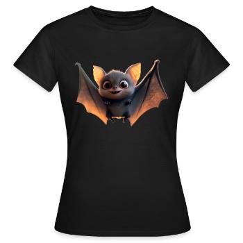 Fledermaus Flughund Vampir Bat Süße Fledemäuse - Frauen T-Shirt - Schwarz - Vorne - AI Model Female 172 dark (172cm)