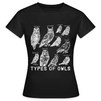 Eule Raubvogel - Frauen T-Shirt - Schwarz - Vorne - AI Model Female 172 dark (172cm)