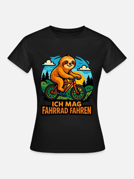 Radelndes Faultier bei Sonnenuntergang - Frauen T-Shirt - Schwarz