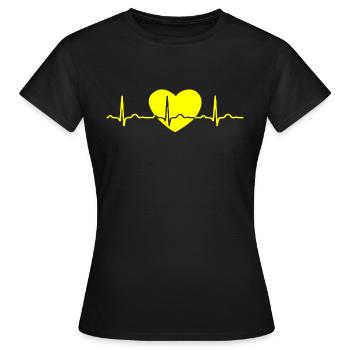 ECG COEUR EN LIGNE jaune - T-shirt Femme - noir - Devant - AI Model Female 172 dark (172cm)
