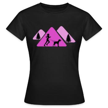 canicross laufen mit hund zughund hundetrainer - Frauen T-Shirt - Schwarz - Vorne - AI Model Female 172 dark (172cm)