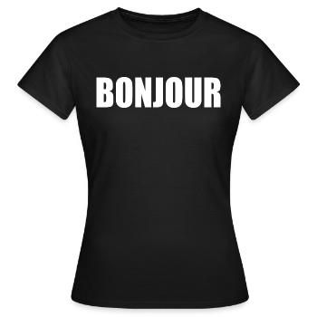 Bonjour - T-shirt Femme - noir - Devant - AI Model Female 172 dark (172cm)