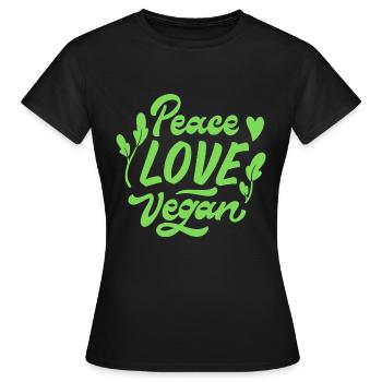 Peace Love Vegan - T-shirt Femme - noir - Devant - AI Model Female 172 dark (172cm)