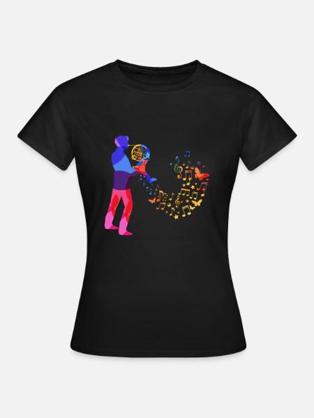 Franse hoornmuziek Hoornmuzikant Frans hoornspel Shirt - Vrouwen T-shirt - zwart