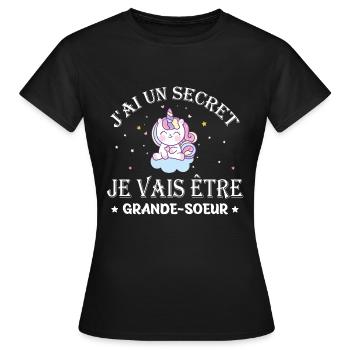 Future grande-soeur | J'ai un secret ... - T-shirt Femme - noir - Devant - AI Model Female 172 dark (172cm)