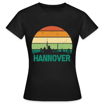 Hannover Skyline Retro Ville - T-shirt Femme - noir - Devant - AI Model Female 172 dark (172cm)