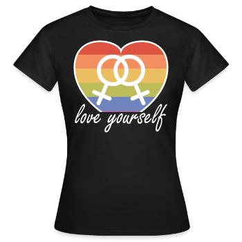 Love Yourself LGBT Drapeau Homosexualité Lesbienne - T-shirt Femme - noir - Devant - AI Model Female 172 dark (172cm)