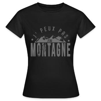 J'peux pas j'ai montagne sport ski rando - T-shirt Femme - noir - Devant - AI Model Female 172 dark (172cm)