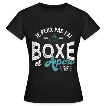 je peux pas j ai boxe et apéro Humour boxe - T-shirt Femme - noir - Devant - AI Model Female 172 dark (172cm)