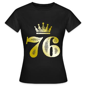 76 Numéro Couronne Or - T-shirt Femme - noir - Devant - AI Model Female 172 dark (172cm)