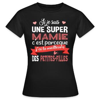 Mamie Grand Mère Mamy Petite-fille Famille Humour - T-shirt Femme - noir - Devant - AI Model Female 172 dark (172cm)