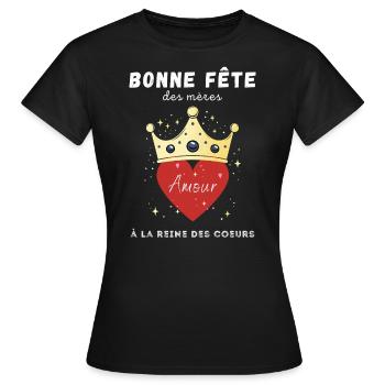 maman reine des coeurs - T-shirt Femme - noir - Devant - AI Model Female 172 dark (172cm)