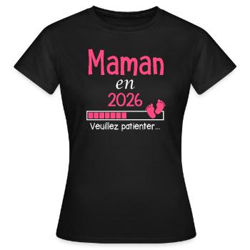 Maman en 2026 cadeau future maman - T-shirt Femme - noir - Devant - AI Model Female 172 dark (172cm)