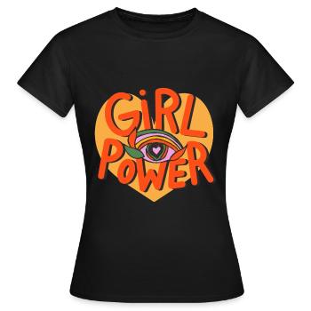 Girl Power Retro Evil Eye - Women's T-Shirt - black - Front - AI Model Female 172 dark (172cm)