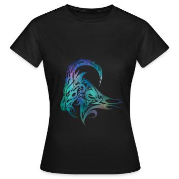 Widder Sternzeichen Schafbock mit Hörnern - Frauen T-Shirt - Schwarz - Vorne - AI Model Female 172 dark (172cm)