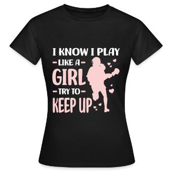 Lacrosse Spieler - Frauen T-Shirt - Schwarz - Vorne - AI Model Female 172 dark (172cm)
