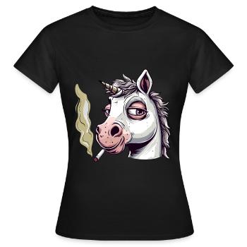 Unicorn Smoker Smoke Joint - Women's T-Shirt - black - Front - AI Model Female 172 dark (172cm)
