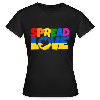 Spread Love Shirt Design - Frauen T-Shirt - Schwarz - Vorne - AI Model Female 172 dark (172cm)
