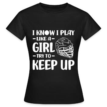 Lacrosse Spieler - Frauen T-Shirt - Schwarz - Vorne - AI Model Female 172 dark (172cm)