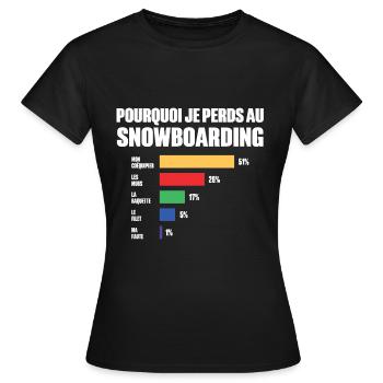 Maillot snowboarding je peux pas j'ai snowboarding - T-shirt Femme - noir - Devant - AI Model Female 172 dark (172cm)