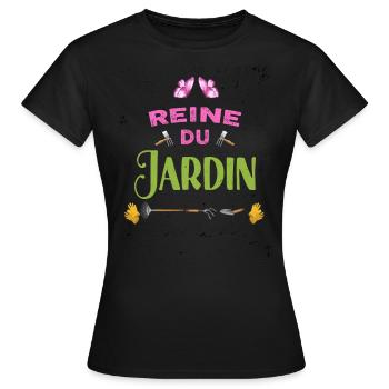 Reine du jardin cadeau mamie jardinière - T-shirt Femme - noir - Devant - AI Model Female 172 dark (172cm)