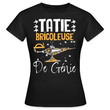 Tatie Bricoleuse de Génie Humour Bricolage - T-shirt Femme - noir - Devant - AI Model Female 172 dark (172cm)