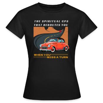 Voiture rouge vintage avec GPS - T-shirt Femme - noir - Devant - AI Model Female 172 dark (172cm)