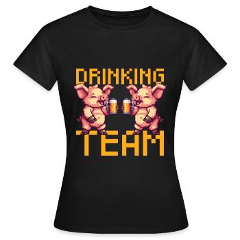 Pig Drinking Team Beer Party - Women's T-Shirt - black - Front - AI Model Female 172 dark (172cm)