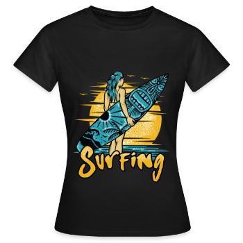 Surfing - T-shirt Femme - noir - Devant - AI Model Female 172 dark (172cm)