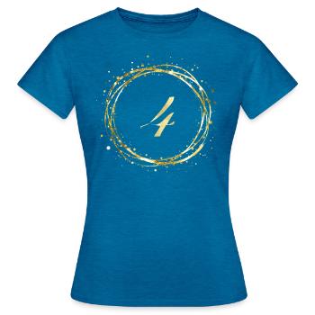 4 - T-shirt Femme - bleu saphir antique chiné - Devant - AI Model Female 172 dark (172cm)