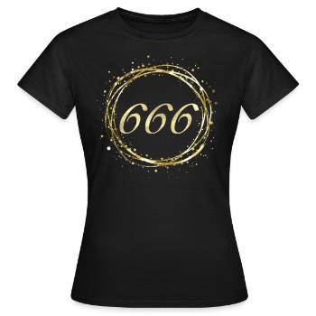 666 - Frauen T-Shirt - Schwarz - Vorne - AI Model Female 172 dark (172cm)