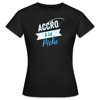 Accro à la pêche - T-shirt Femme - noir - Devant - AI Model Female 172 dark (172cm)