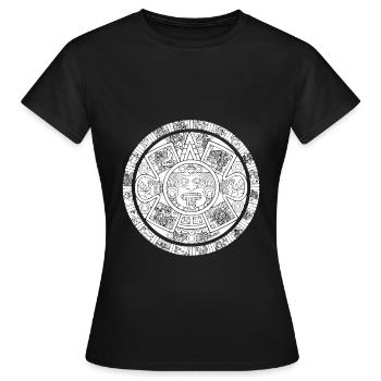 Aztec Maske Azteken Maya Kalender - Frauen T-Shirt - Schwarz - Vorne - AI Model Female 172 dark (172cm)