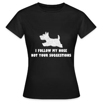 Scottish Terrier Ich bin meine Nase - Frauen T-Shirt - Schwarz - Vorne - AI Model Female 172 dark (172cm)