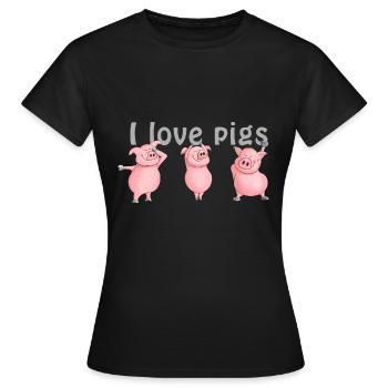 Schwein "I love pigs" - Frauen T-Shirt - Schwarz - Vorne - AI Model Female 172 dark (172cm)