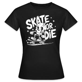 Skateur Streetart Skate or Die - T-shirt Femme - noir - Devant - AI Model Female 172 dark (172cm)