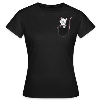 Ratte in Brusttasche schönes Nagetier Haustier - Frauen T-Shirt - Schwarz - Vorne - AI Model Female 172 dark (172cm)