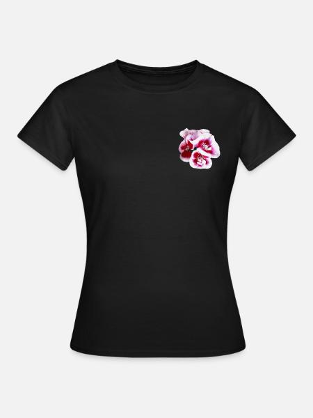 Rosa Blumen - Frauen T-Shirt - Schwarz