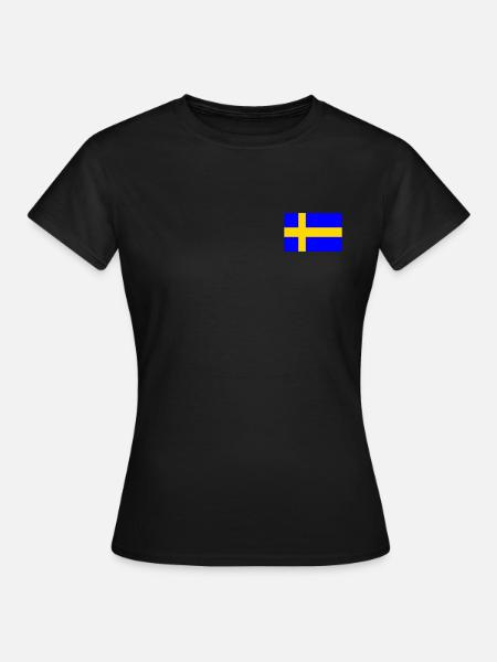 Zweden - Zweedse vlag - T-shirt dam - svart