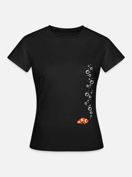 Clownfisch mit Blubbeln - Frauen T-Shirt - Schwarz