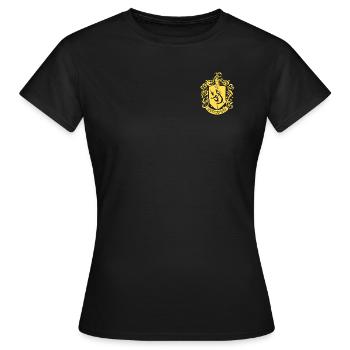 Harry Potter Hufflepuff kleines Wappen - Frauen T-Shirt - Schwarz - Vorne - AI Model Female 172 dark (172cm)