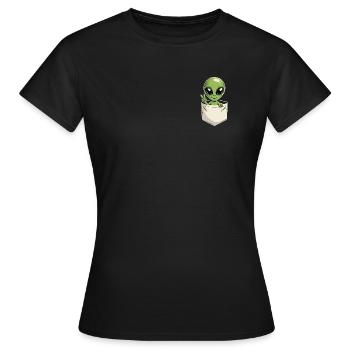 Alien in der Tasche Peace Science Fiction - Frauen T-Shirt - Schwarz - Vorne - AI Model Female 172 dark (172cm)