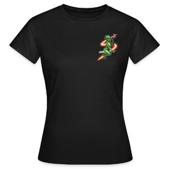 Unkraut Alien auf einem Joint - Frauen T-Shirt - Schwarz - Vorne - AI Model Female 172 dark (172cm)